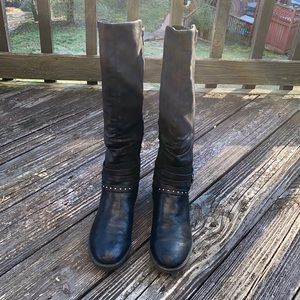 Baretraps Black Faux Leather Tall Yesha Riding Boots. It’s a fall essent…